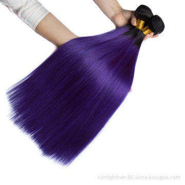 HN Ombre Purple Brazilian Straight Hair Weaving Bundles 1B 2T 3T Purple Virgin Purple Human Hair bundles